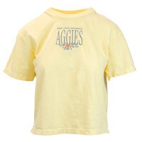 Women's Aggies Floral Embroidered Cropped T-Shirt